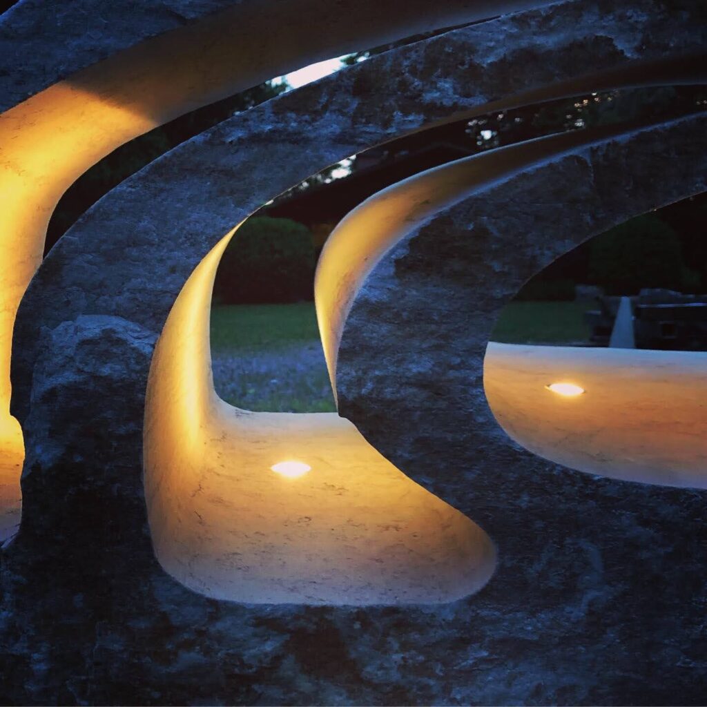 Close up of custom stone landscape light