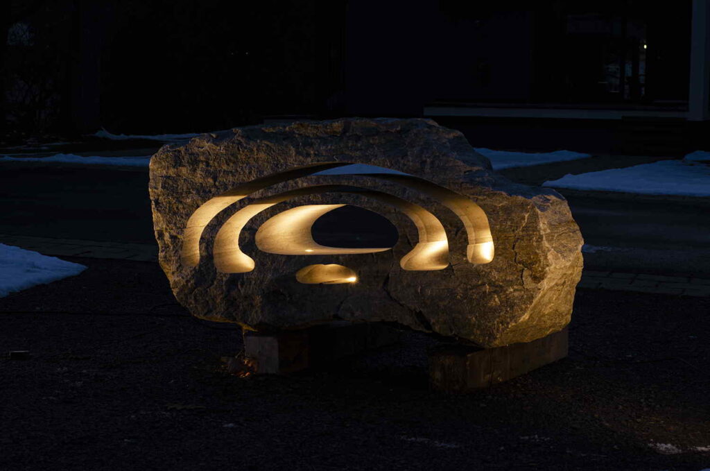 Landscape stone light at night